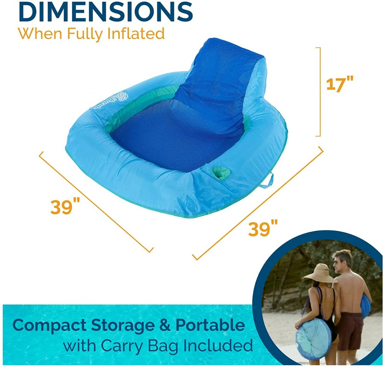 SwimWays Spring Float SunSeat With PDQ - Blue - Image 3