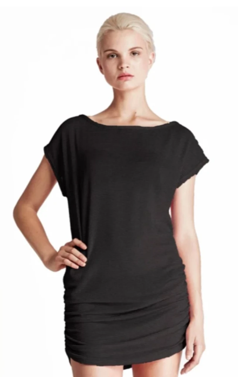 Jordan Taylor Boatneck Dress With Shirring - Black