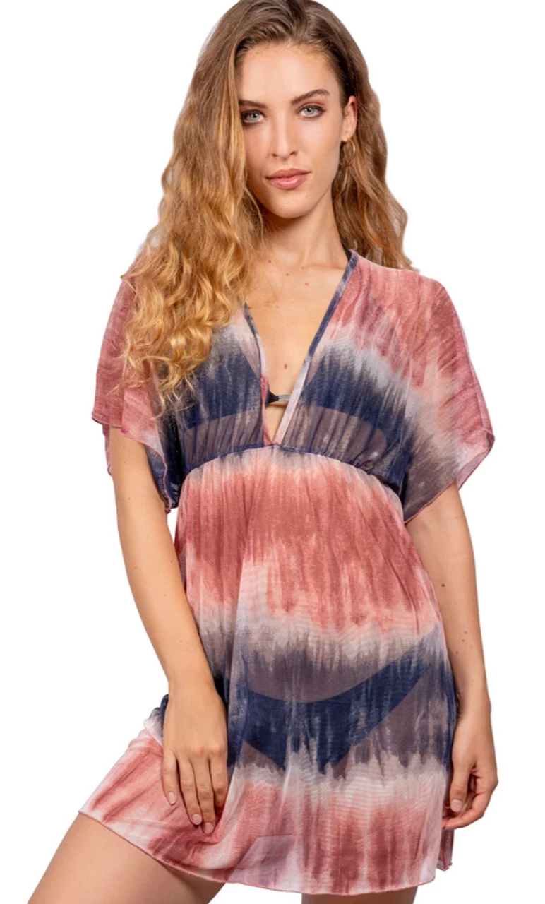 Jordan Taylor V-Neck Dolman Sleeve Tunic - Multicolor