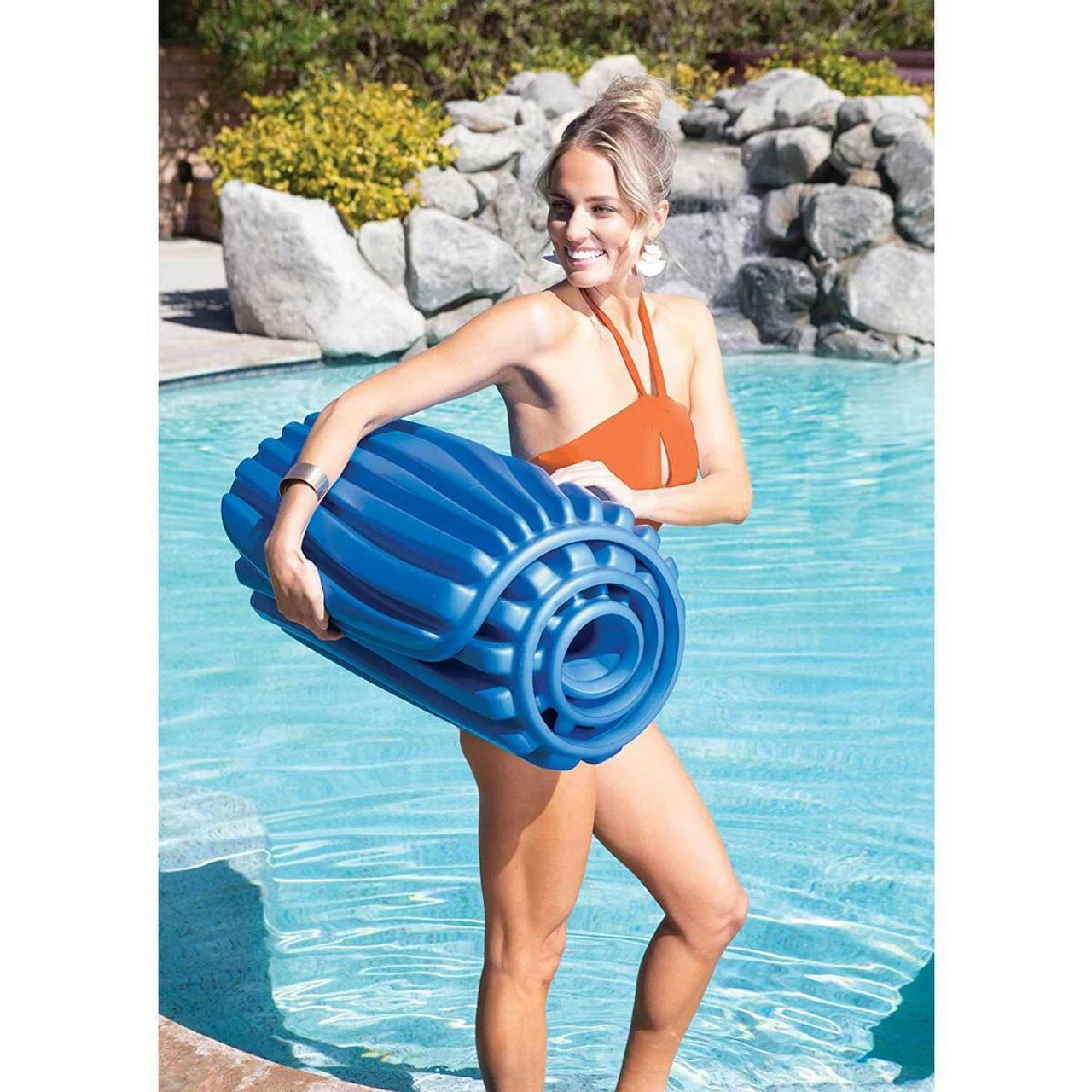 SwimWays Aquaria Rolling Lounge Cell Foam Pool Float - Blue - Image 3