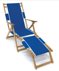 Frankford Umbrellas Frankford Oak Wood Folding Beach Chair W/ Footrest