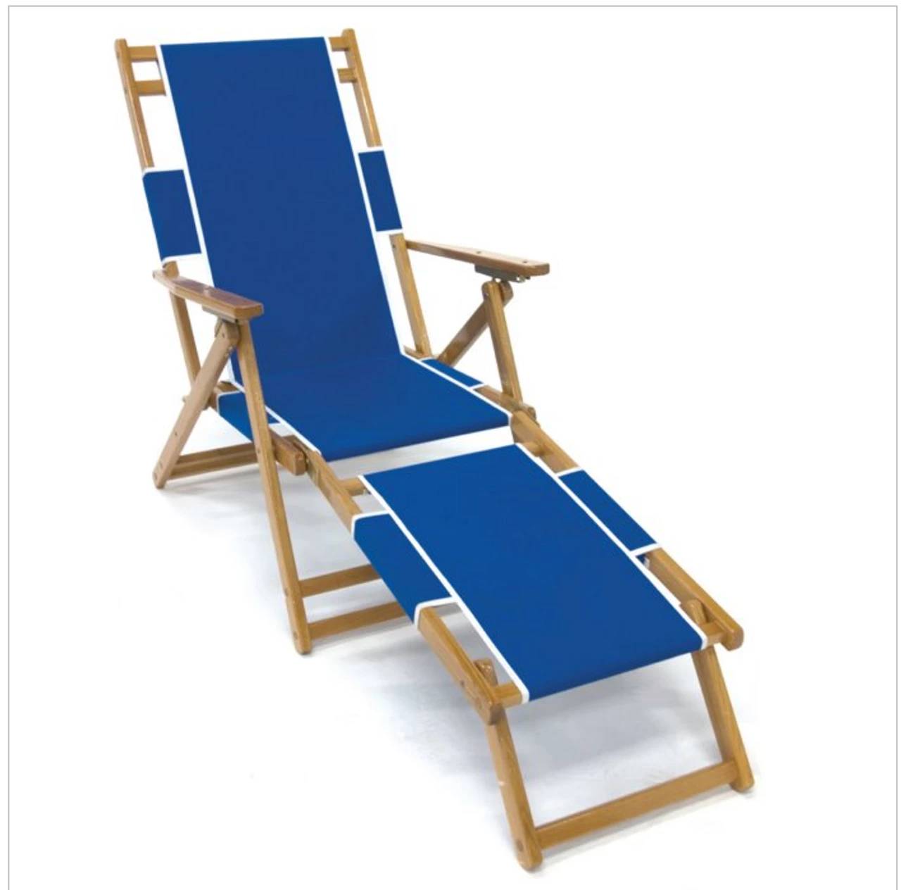 Frankford Umbrellas Frankford Oak Wood Folding Beach Chair W/ Footrest