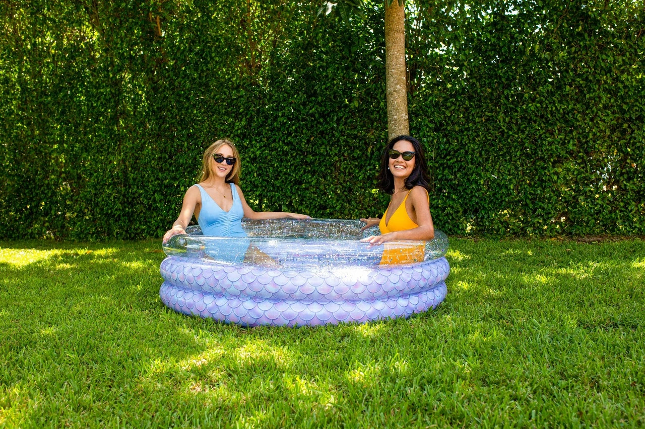 Pool Candy PoolCandy Mermaid Collection Glitter Inflatable Sunning Pool 60x60x15