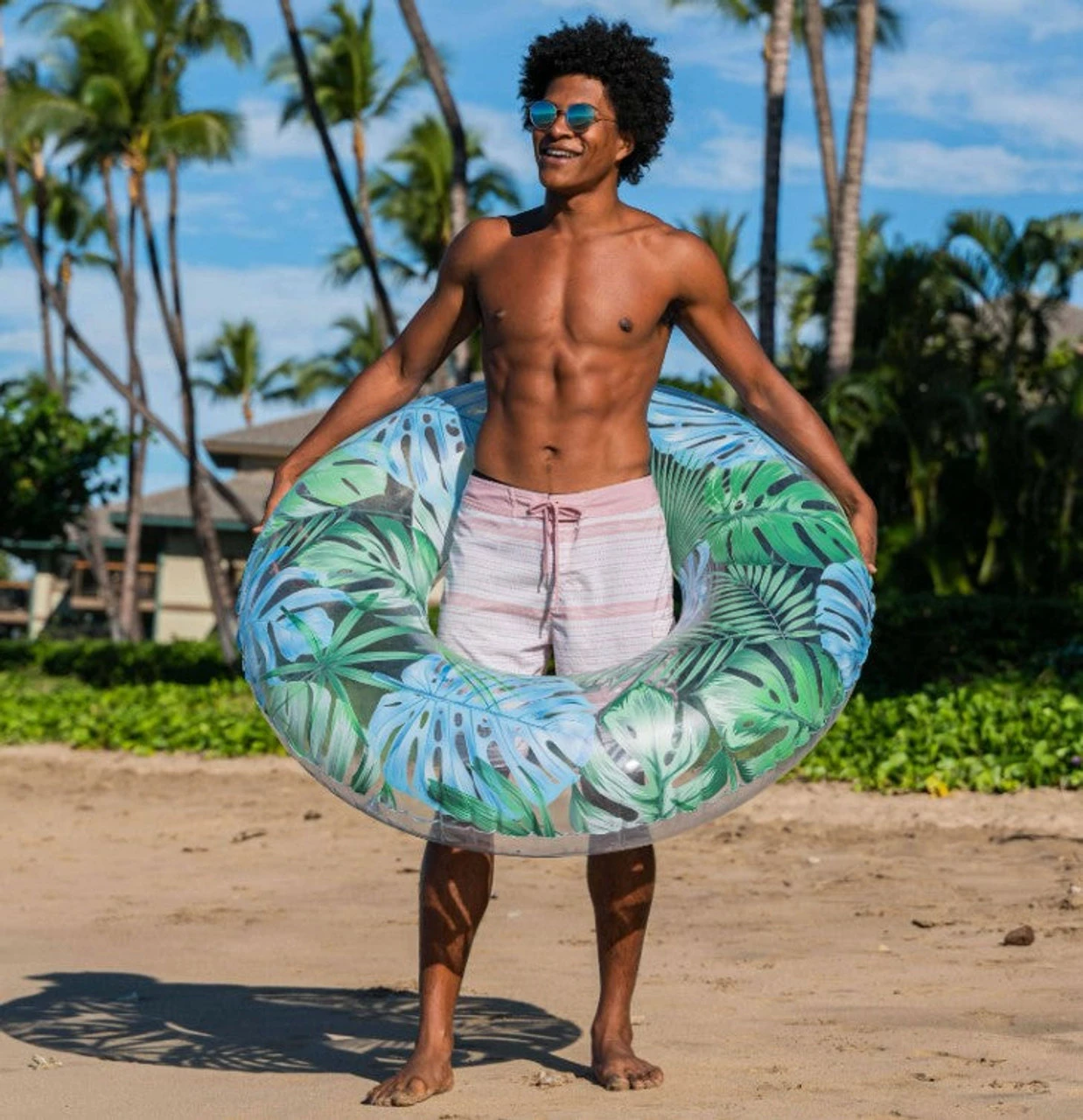 Pool Candy PoolCandy 48 Inch Jumbo Pool Tube With Palm Print - Image 2