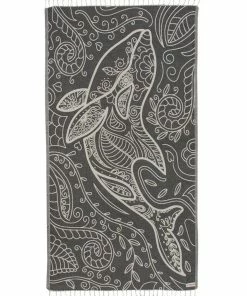 Sand Cloud 100% Turkish Organic Cotton Towel - Floral Dolphin Black - 38x64