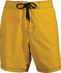 Panama Jack Mens Stretch Board Shorts With PJ Script - Mustard