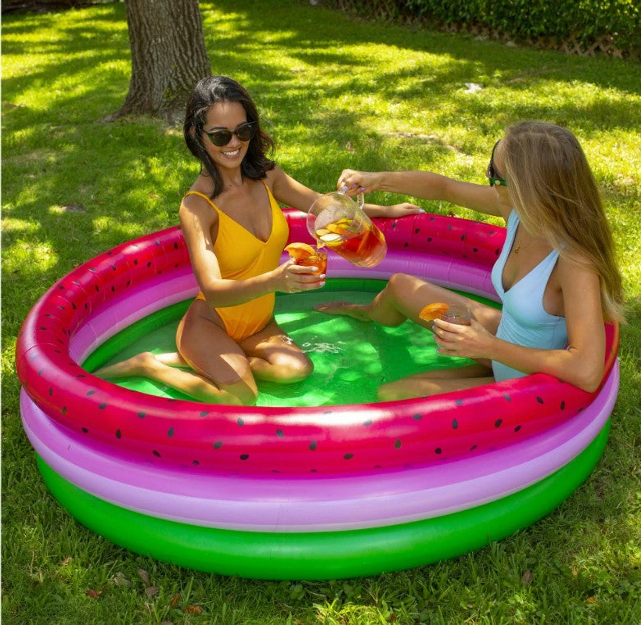 Pool Candy PoolCandy Inflatable Sunning Pool - Watermelon Print - 60x60x15 Inches - Image 4