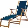 Frankford Umbrellas Frankford Oak Wood Folding Beach Chair W/ Footrest - Navy