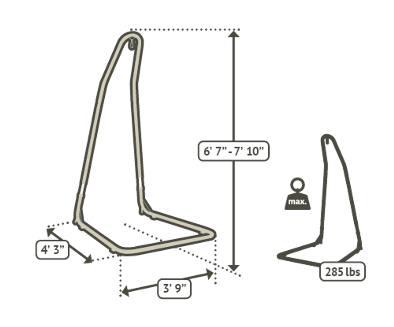 LA SIESTA® Mediterráneo - Powder Coated Steel Stand For Comfort Hammock Chairs - Anthracite - Image 3