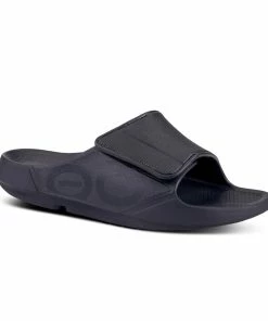 OOfos Ooahh Sport Flex Slide Black Matte - 7M/9W