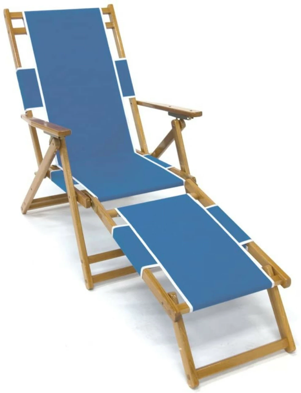 Frankford Umbrellas Frankford Oak Wood Folding Beach Chair W/ Footrest - Image 2