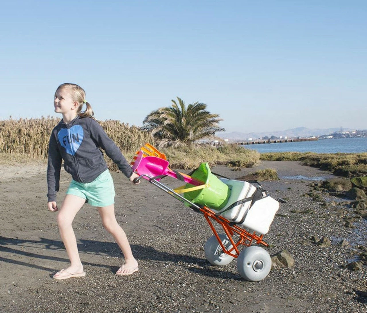 WheelEEZ® WZ1-BCFM Beach Cart Folding Mini - Orange - Image 6