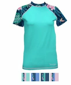 Panama Jack Ladies' Loose Fit Short Sleeve Rashguard - Navy/Havana