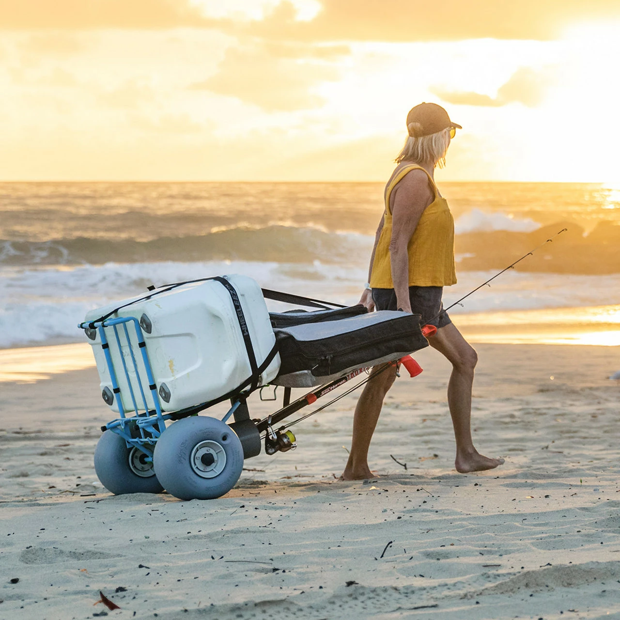 WheelEEZ® WZ1-BCF Beach Cart Folding - Sky Blue - Image 11