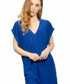 Jordan Taylor V-Neck Tunic With Back Slashes - Royal Blue