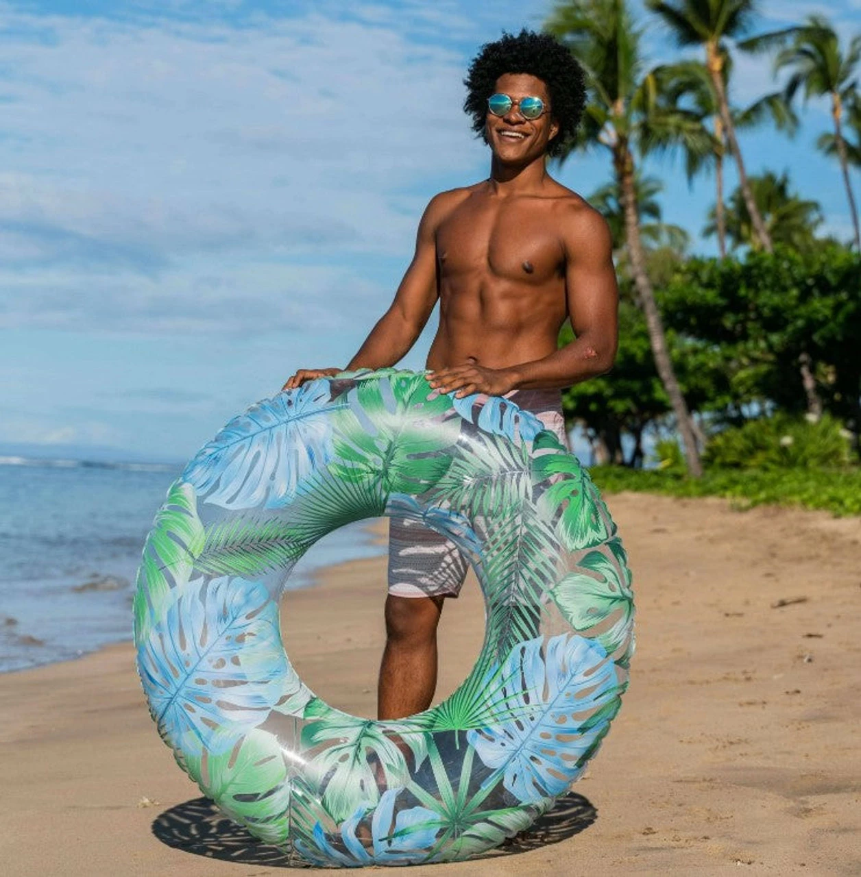 Pool Candy PoolCandy 48 Inch Jumbo Pool Tube With Palm Print