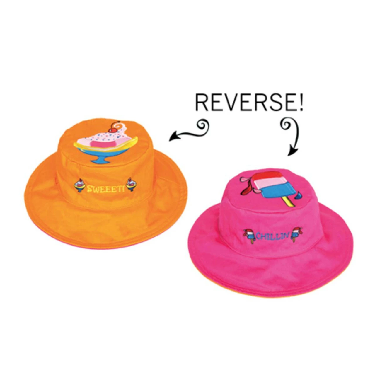 Luvali Convertibles Luvali 'Flapjacks' Kids Reversible Sun Hat - Sweet Sundae/Chillin' Popsicle